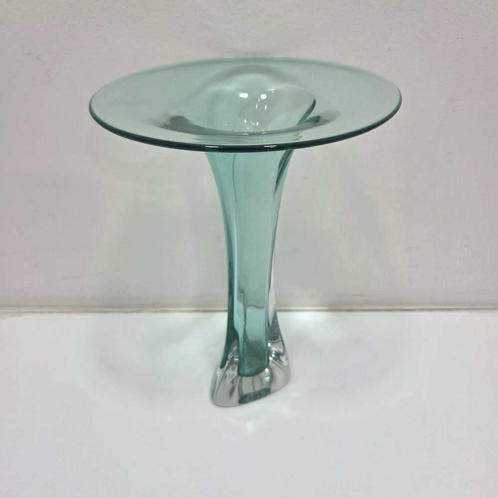 Vintage Jonathan‎ Winfisky Signed 1995 Teal Trumpet Vase